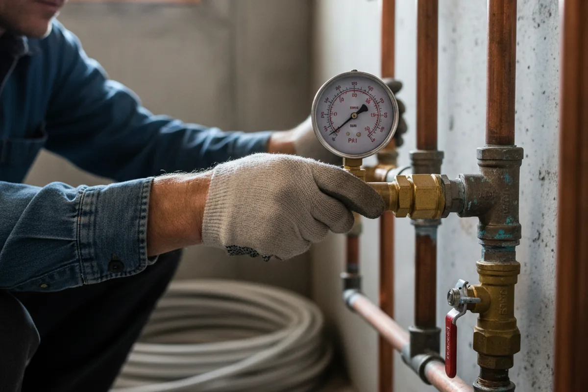 Pressure testing a repaired line during Water Line Repair in Brandeis